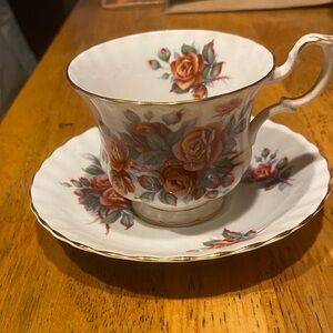 Royal Albert Rose and Gold Bone China Teacup Set “Centennial Rose”